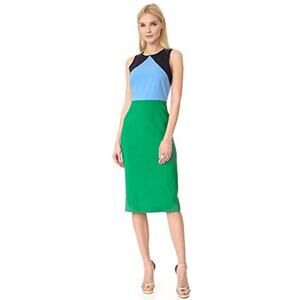 Diane Von Furstenberg Womens Dress Sheath Wool Sleeveless Midi Green Blue Size 0